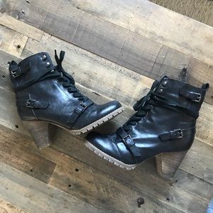 Urban Outfitters Black Faux Leather Combat Boots